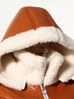 Load image into Gallery viewer, Hooded Fur Leather Cropped Jacket
