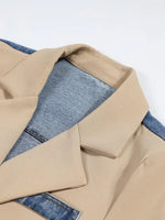 Load image into Gallery viewer, Denim Spliced Notched Collar Jacket