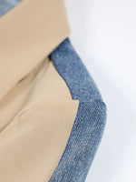 Load image into Gallery viewer, Denim Spliced Notched Collar Jacket