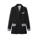 Load image into Gallery viewer, Denim Spliced Notched Collar Jacket