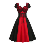 Load image into Gallery viewer, A-Line Lace Up Vintage Dress