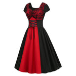 Load image into Gallery viewer, A-Line Lace Up Vintage Dress