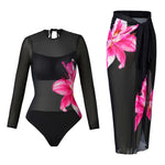 Load image into Gallery viewer, Missreen Midnight Lily Luxe Swim & Sarong Set