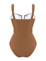 Load image into Gallery viewer, Mocha Wave One-Piece Swimsuit & Resort Skirt Set
