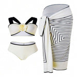 Load image into Gallery viewer, Noir Blossom Bikini & Luxe Sarong Set