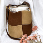 Load image into Gallery viewer, Plaid Patchwork Suede Handbag