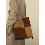 Load image into Gallery viewer, Plaid Patchwork Suede Handbag