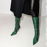 Load image into Gallery viewer, Snakeskin Print Leather Boots