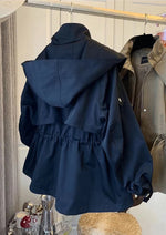 Load image into Gallery viewer, Hooded Short Tie-Waist Coat