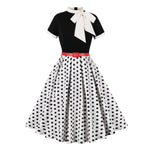 Load image into Gallery viewer, 50s Dress Short Sleeve Bowknot Tie