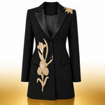 Load image into Gallery viewer, Crystal Floral Blazer Black