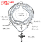 Load image into Gallery viewer, Cross Pearls Rose Necklace