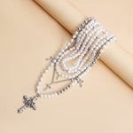 Load image into Gallery viewer, Cross Pearls Rose Necklace