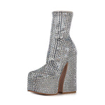 Load image into Gallery viewer, Rhinestone Embellished Mid Calf Boot