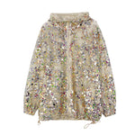 Load image into Gallery viewer, Sequined Thin Net Hooded Jacket