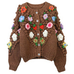 Load image into Gallery viewer, PATCHWORK FLOWER LOOSE KNITTED CARDIGAN
