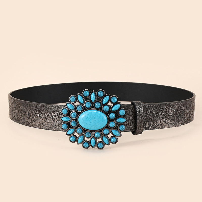 Floral Turquoise leather 1208