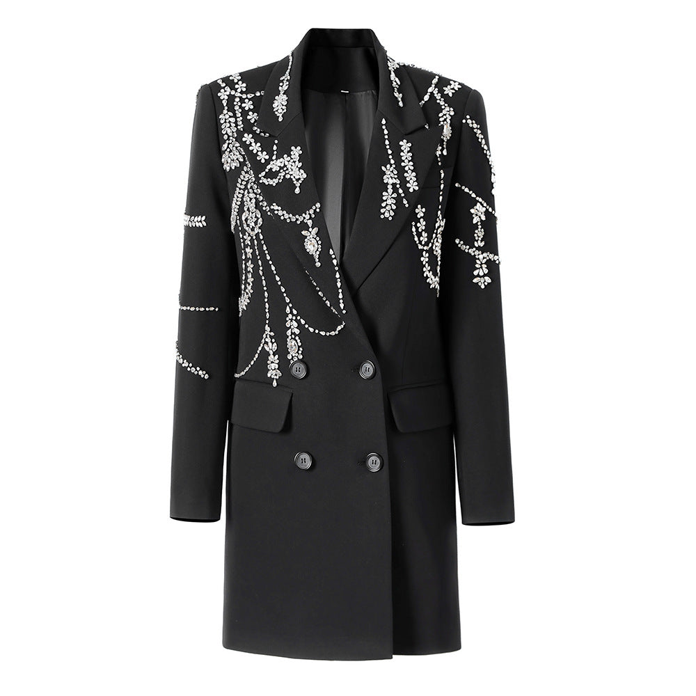 Lapel Crystal Luxury Long Sleeve Blazer