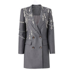 Load image into Gallery viewer, Lapel Crystal Luxury Long Sleeve Blazer
