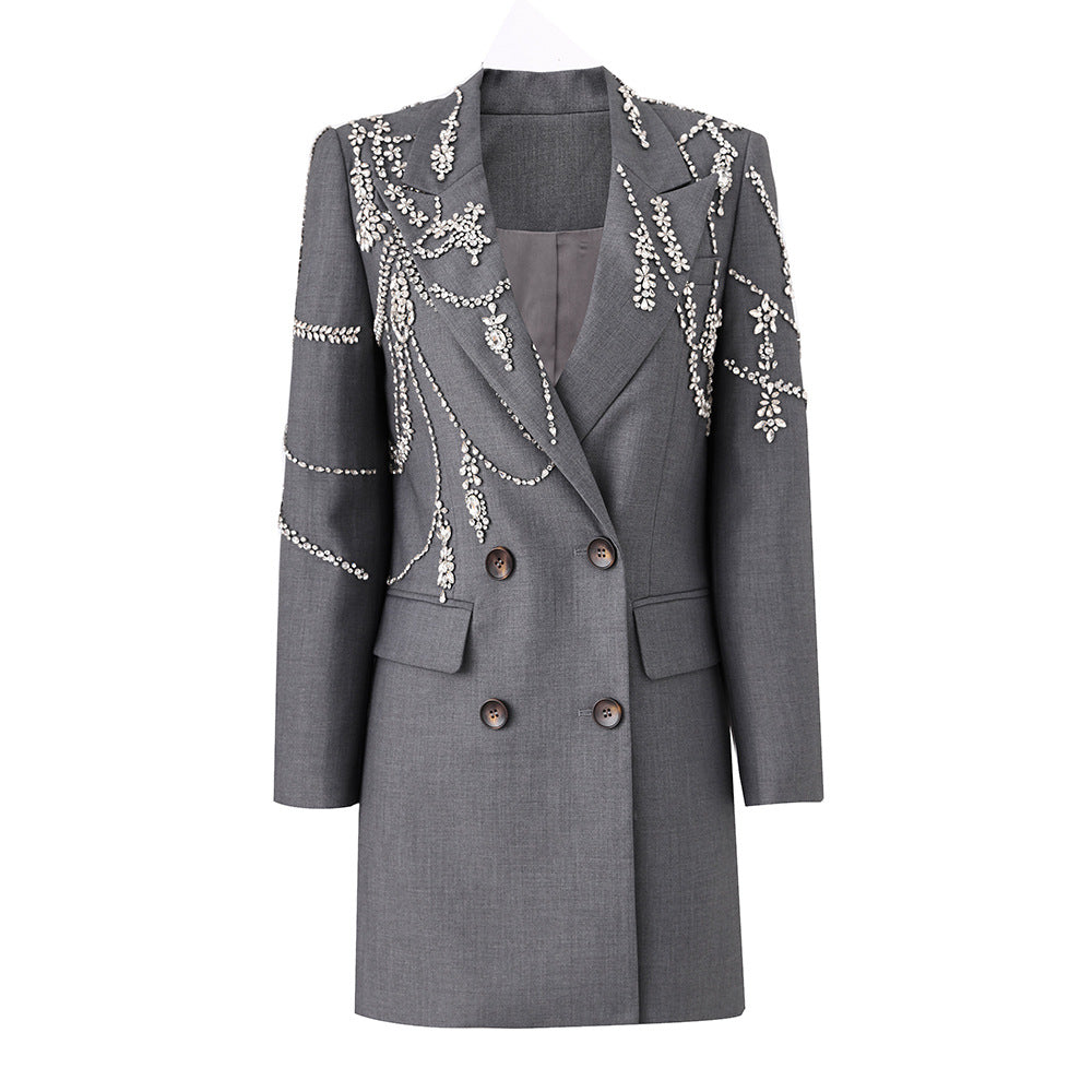 Lapel Crystal Luxury Long Sleeve Blazer