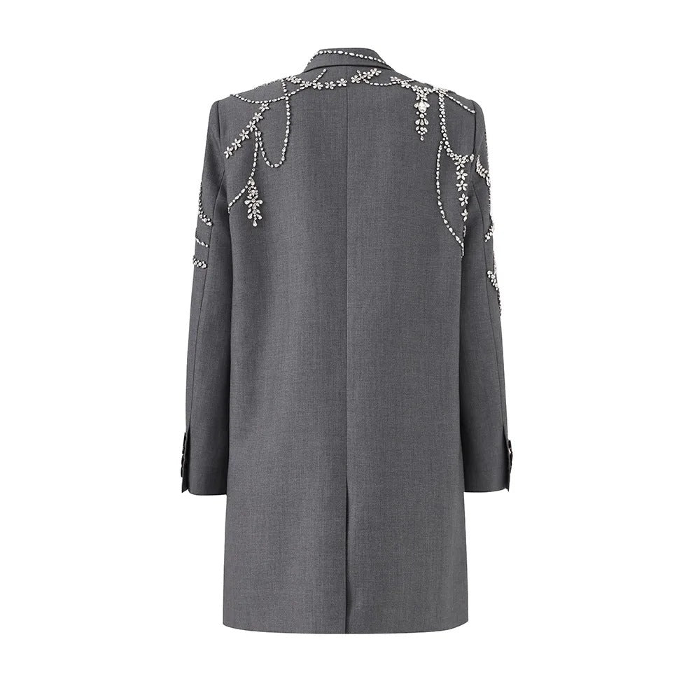 Lapel Crystal Luxury Long Sleeve Blazer