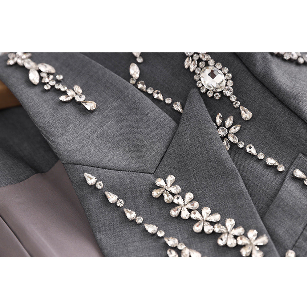 Lapel Crystal Luxury Long Sleeve Blazer