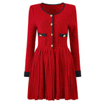 Load image into Gallery viewer, Plaid Knitted Pleated Dress
