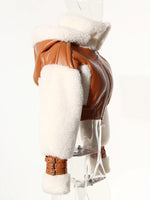 Load image into Gallery viewer, Hooded Fur Leather Cropped Jacket
