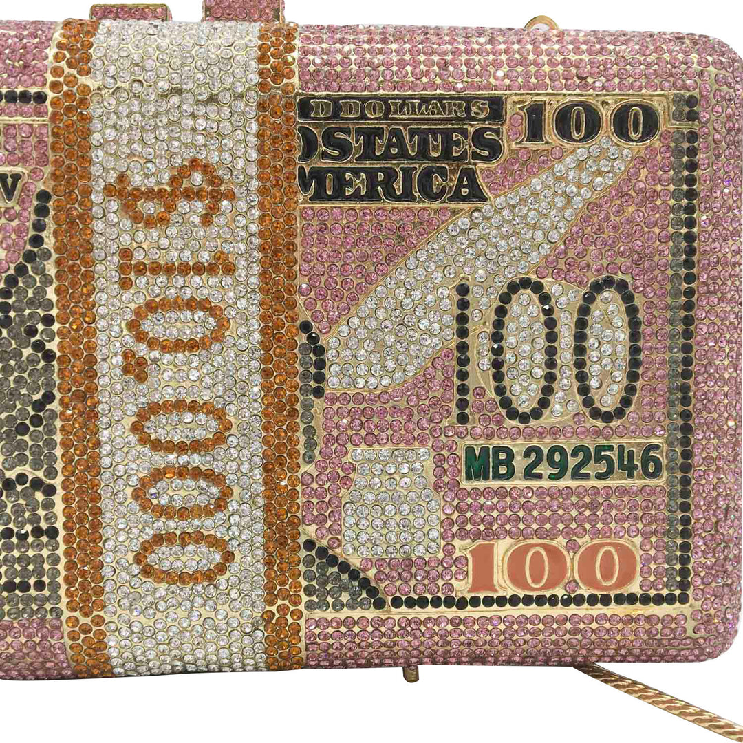 Dollar Bill Rhinestone Crystal Purse