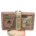 Load image into Gallery viewer, Dollar Bill Rhinestone Crystal Purse
