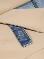 Load image into Gallery viewer, Denim Spliced Notched Collar Jacket
