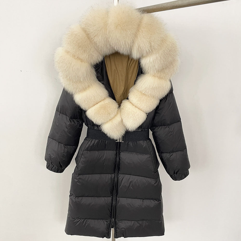 Long Coat Fur Collar with Zipper 1560