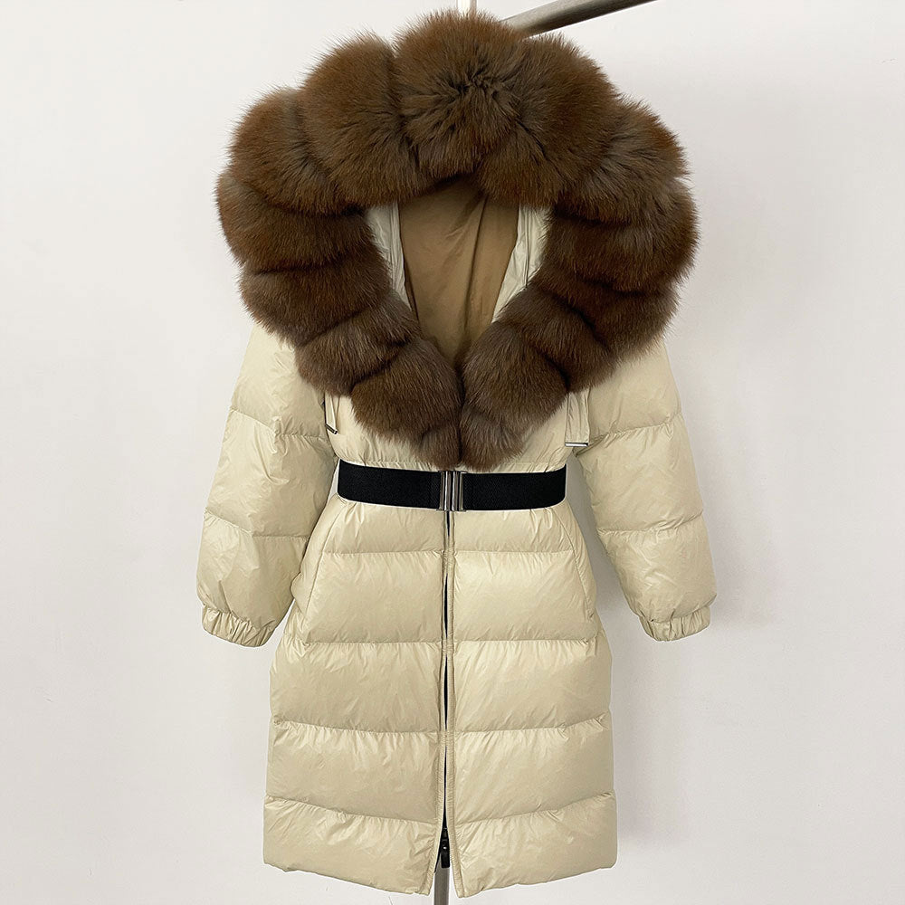 Long Coat Fur Collar with Zipper 1560