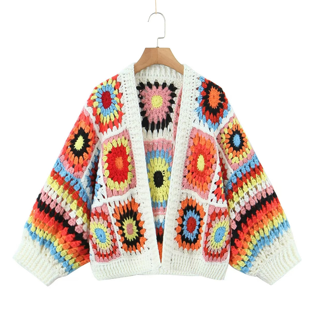 Geometric Autumn Hollow Hook Knit Cardigan