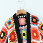 Load image into Gallery viewer, Geometric Autumn Hollow Hook Knit Cardigan
