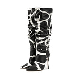 Load image into Gallery viewer, JD Black and White Knee High Boots
