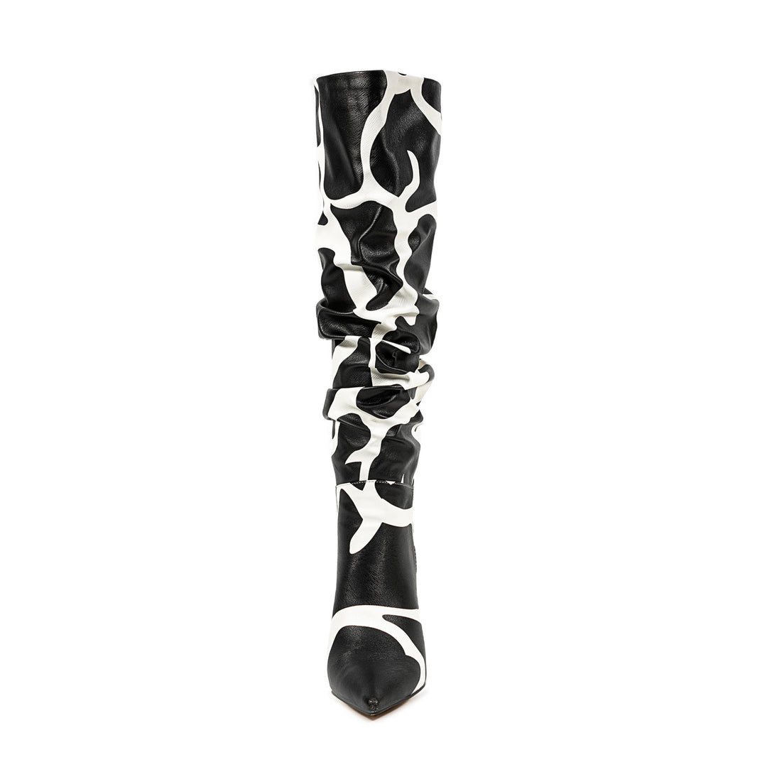 JD Black and White Knee High Boots