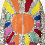 Load image into Gallery viewer, Multicolor Sequined Loose Zipper Jacket
