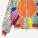 Load image into Gallery viewer, Multicolor Sequined Loose Zipper Jacket
