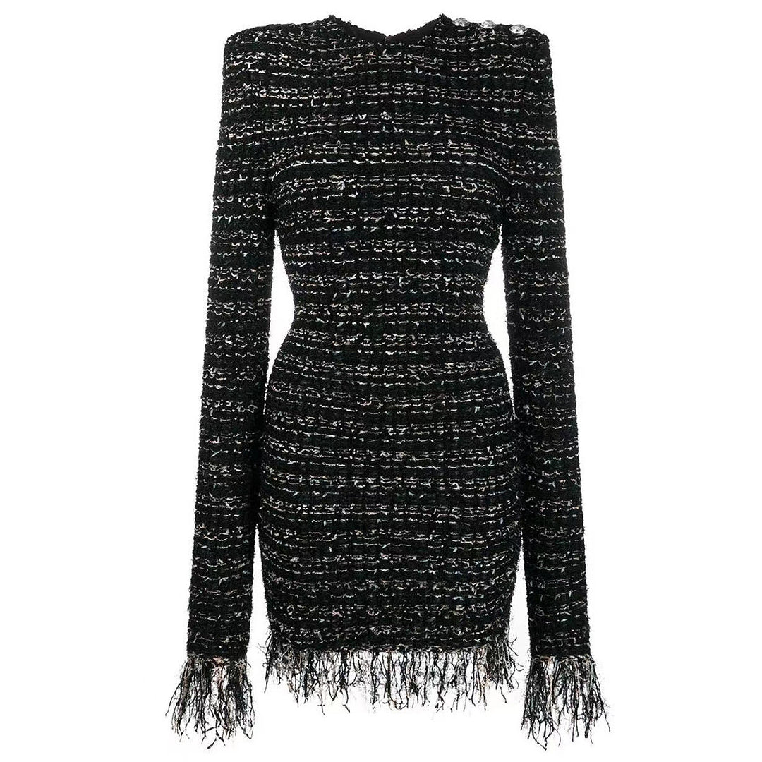 Retro Cashmere Blend Knit Dress