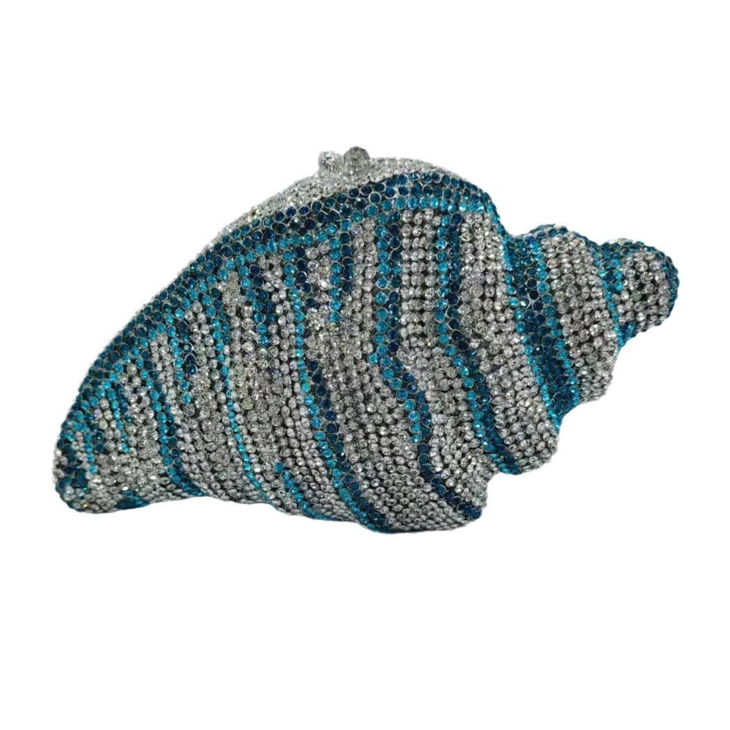 Conch Rhinestone Purse -Blue