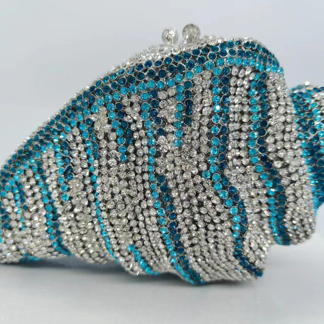 Conch Rhinestone Purse -Blue