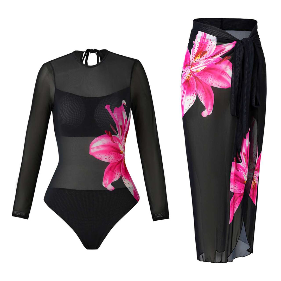 Missreen Midnight Lily Luxe Swim & Sarong Set