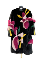Midnight Pink Bloom Fur Coat