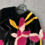 Load image into Gallery viewer, Midnight Pink Bloom Fur Coat

