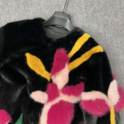 Midnight Pink Bloom Fur Coat