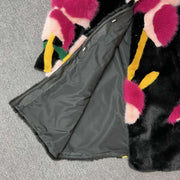 Midnight Pink Bloom Fur Coat