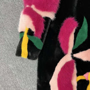 Midnight Pink Bloom Fur Coat