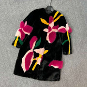 Midnight Pink Bloom Fur Coat