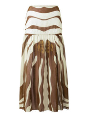 Mocha Wave One-Piece Swimsuit & Resort Skirt Set